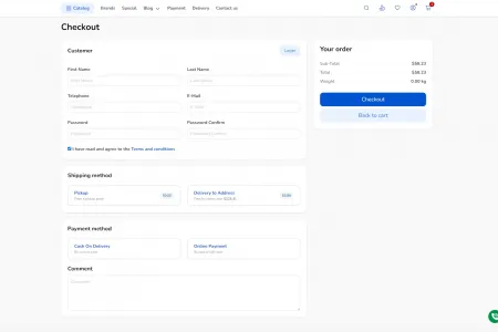 Clean and simple checkout out of the box