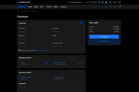 Checkout page dark mode