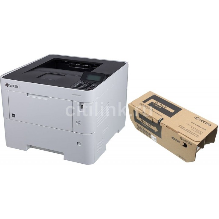 Принтер лазерный Kyocera P3145dn + картридж,  черно-белый, цвет белый